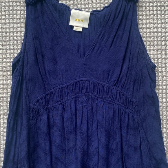 Navy Textured Tank with Ruffles - Picture 2 of 6